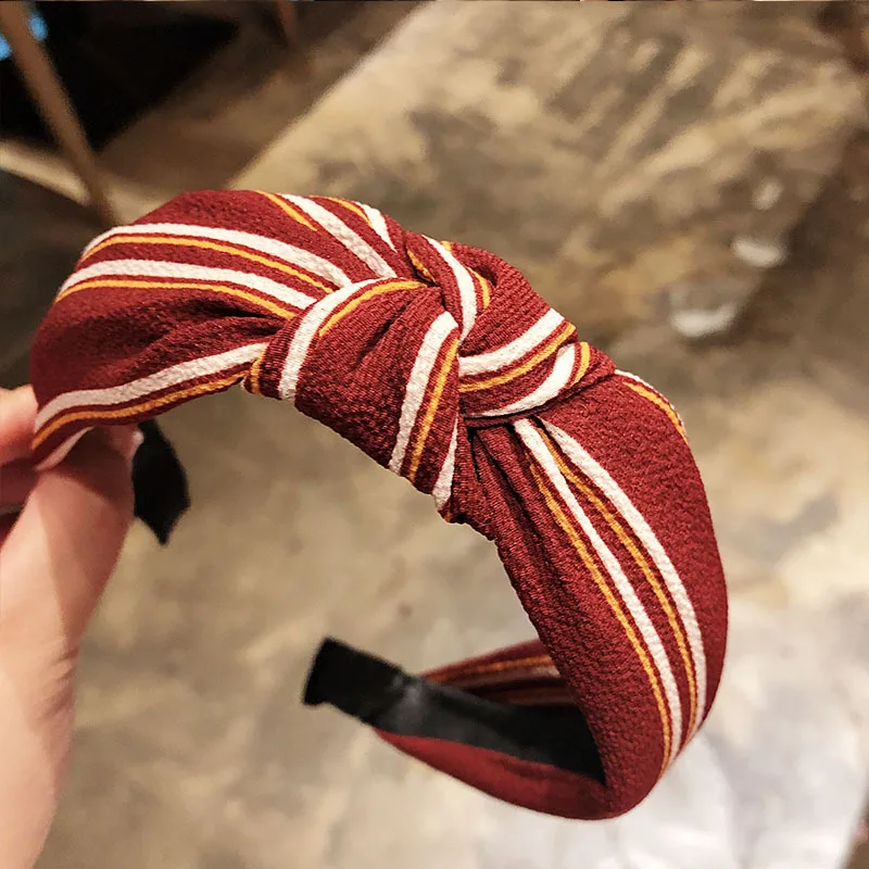 

Korean Knotted Headband for Women Temperament Hair Accessories Girl Wave Point Solid Color Hair Bands Stripe Printing Headbands