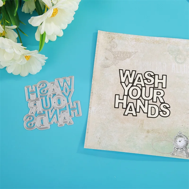

Wash Your Hands Words Metal Cutting Dies Stencils For DIY Scrapbooking Decoration Embossing Supplier Handcraft Die Cut 2020 New