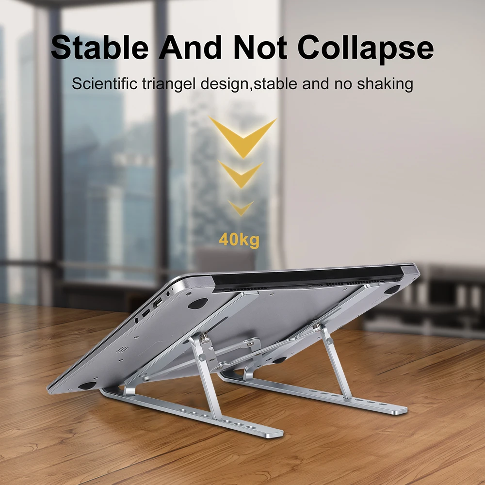portable laptop stand aluminium foldable macbook pro support adjustable notebook holder tablet base for pc computer bracket free global shipping