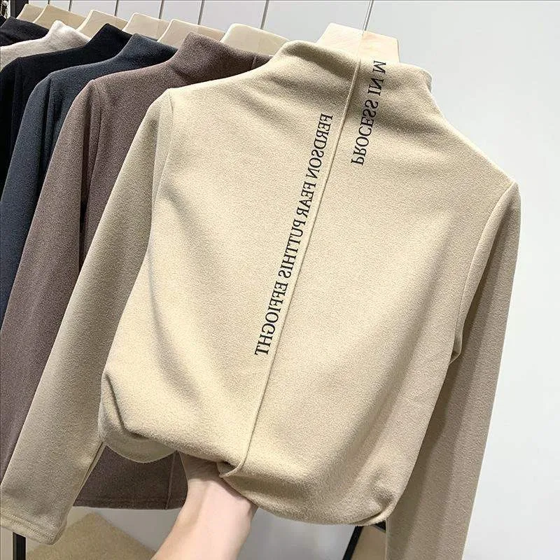 

2021 Fall/winter Women's Pullover Plush Sweater Korean Style Stretch Casual Pullover Fashion Slim High-neck Warm Female Sweater