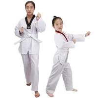 traditional white taekwondo uniform unisex children adult suit karate judo dobok wtf karate clothes long sleeve fitness training