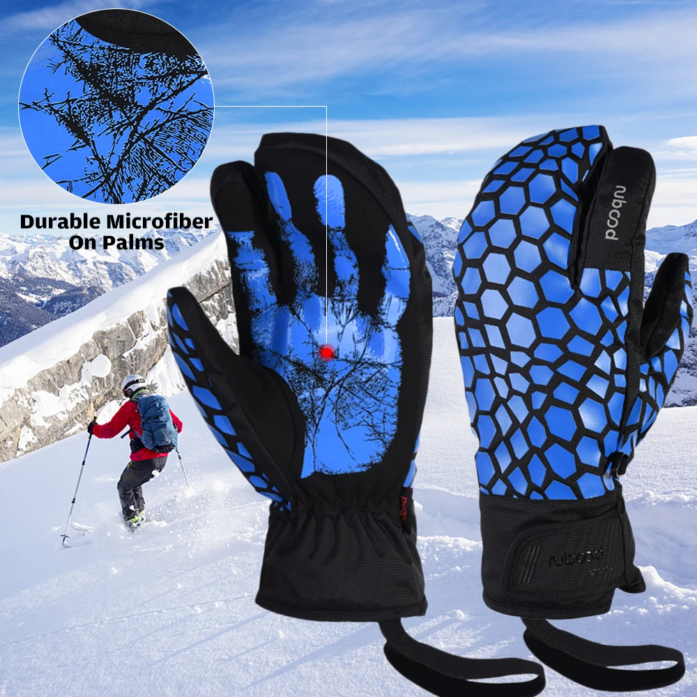 

Winter Ski Snow Gloves Women Men Water Resisatnt Touchscreen Warm Gloves with Drawstring for Snowboarding Skiing Outdoor Sports