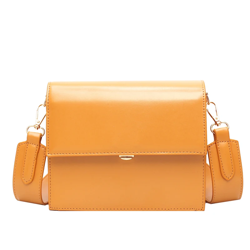 

Retro Casual Flap Square bag 2020 New Quality PU Leather Women's Designer Handbag Wide Shoulder Strap Shoulder Messenger bags