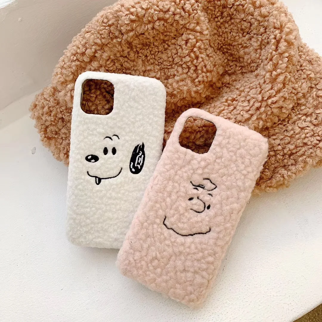 Hot Plush Charlie Brown Peanut beagle dog phone case for iphone 7 7plus 8 8plus cover 11 pro x xs max xr wool coque |