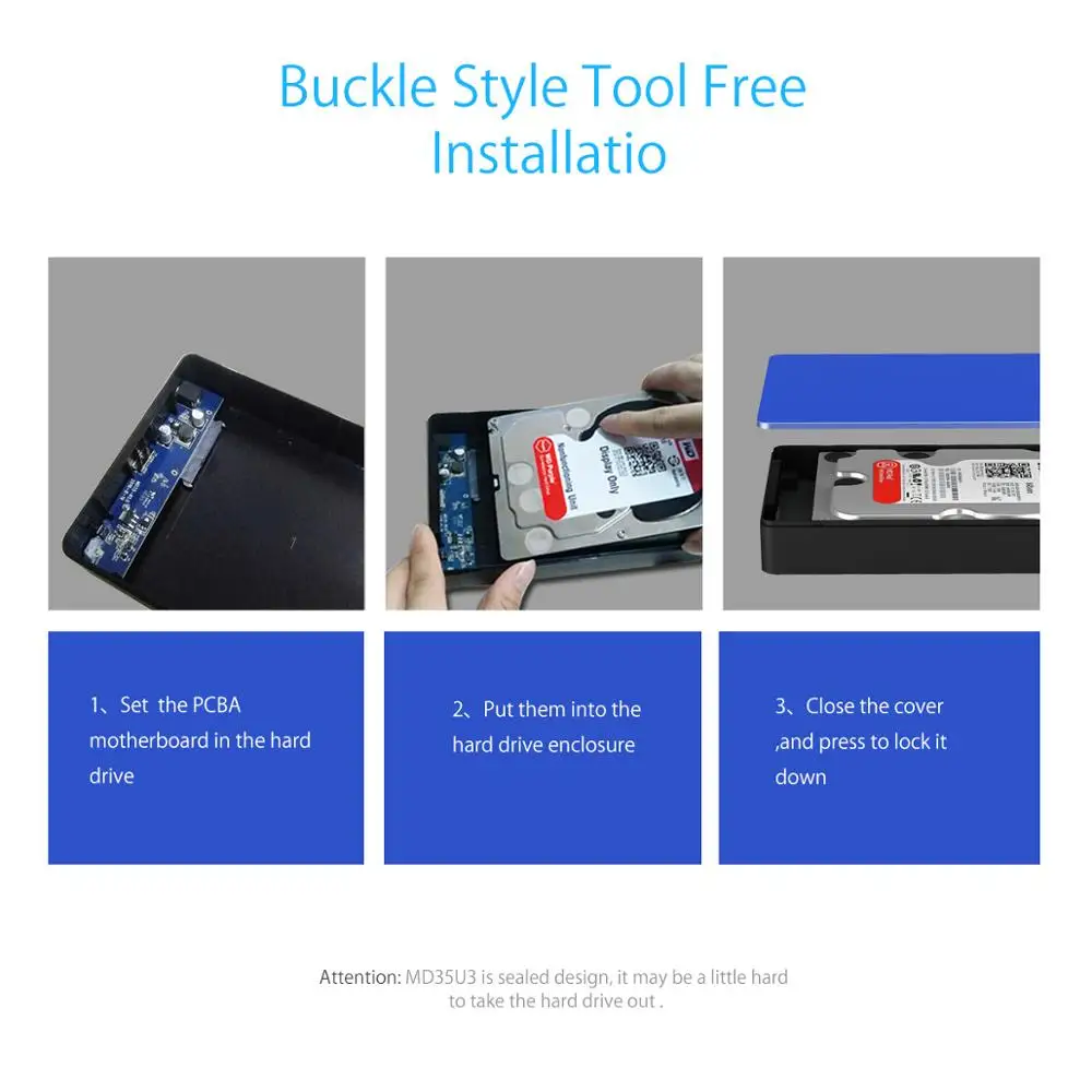 ORICO Алюминий 3," USB3.0 к SATAIII чехол внешний корпус жесткого диска 8 ТБ 3,5 SSD/SATA HDD адаптер Поддержка UASP
