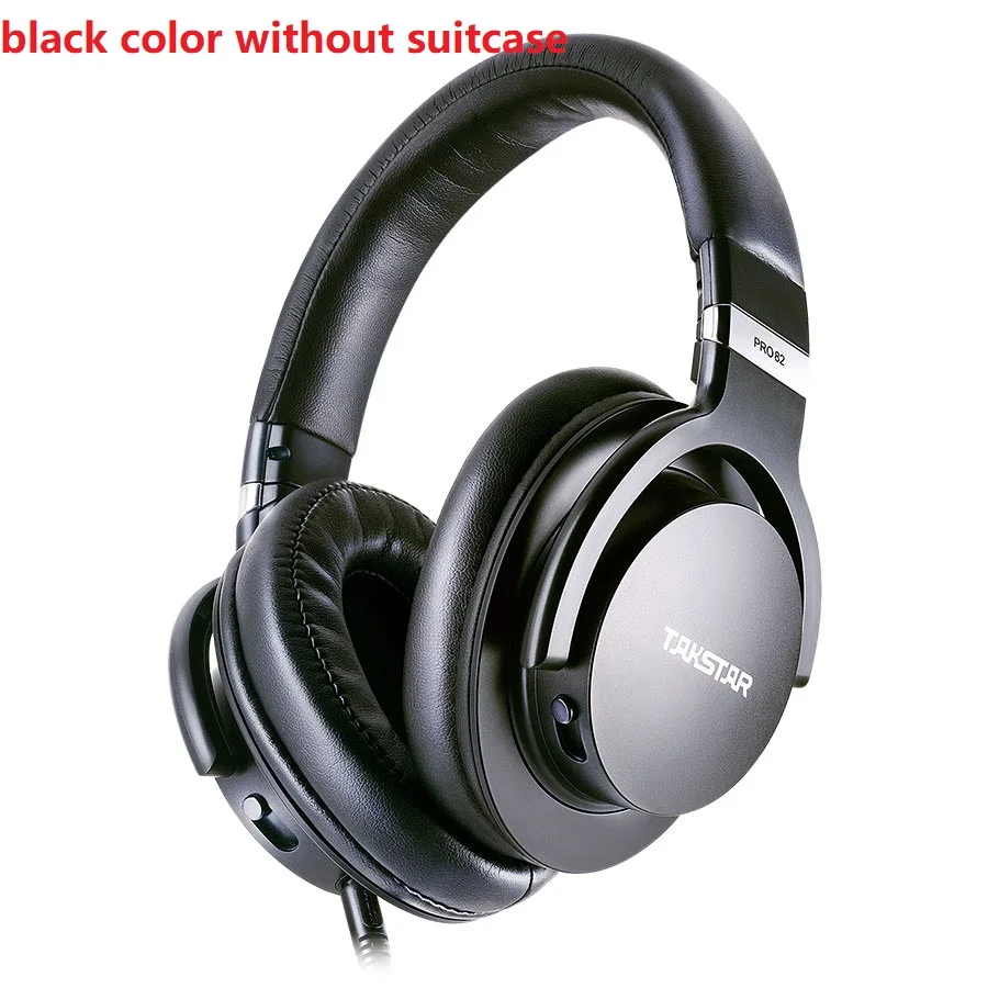 black no suitcase Takstar PRO82/PRO 82 профессиональные мониторные наушники, стерео Hi-Fi гарнитура для компьютера, записи, караоке, песни, игры, обновление pro80 - Цвет: black no suitcase