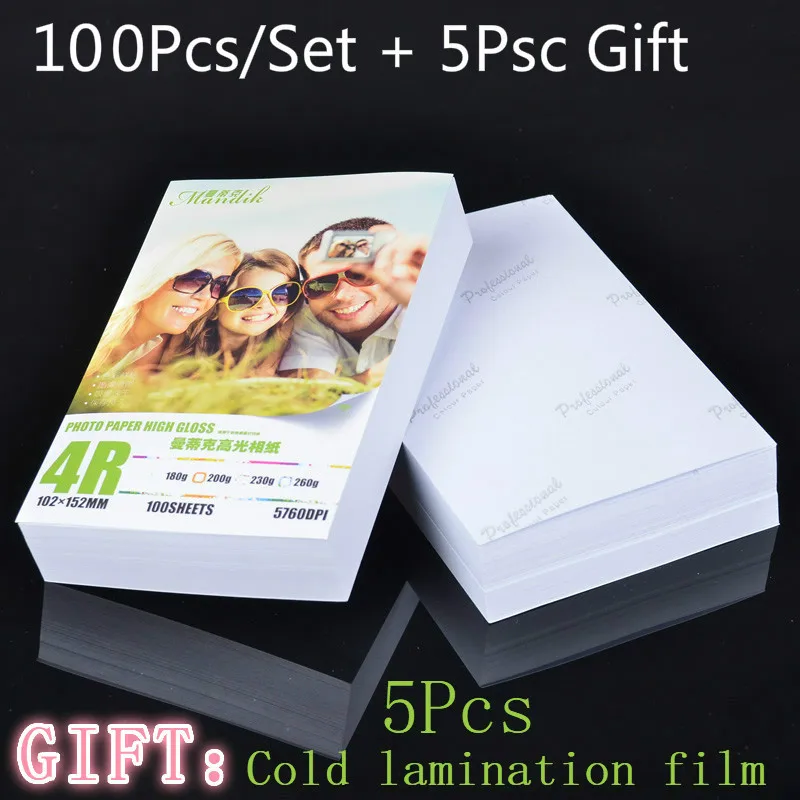 

100 Sheets Glossy 4R 6inch 4x6 Photo Paper for Inkjet Printer Paper Imaging Supplies Printing Paper Photographic Color Coated