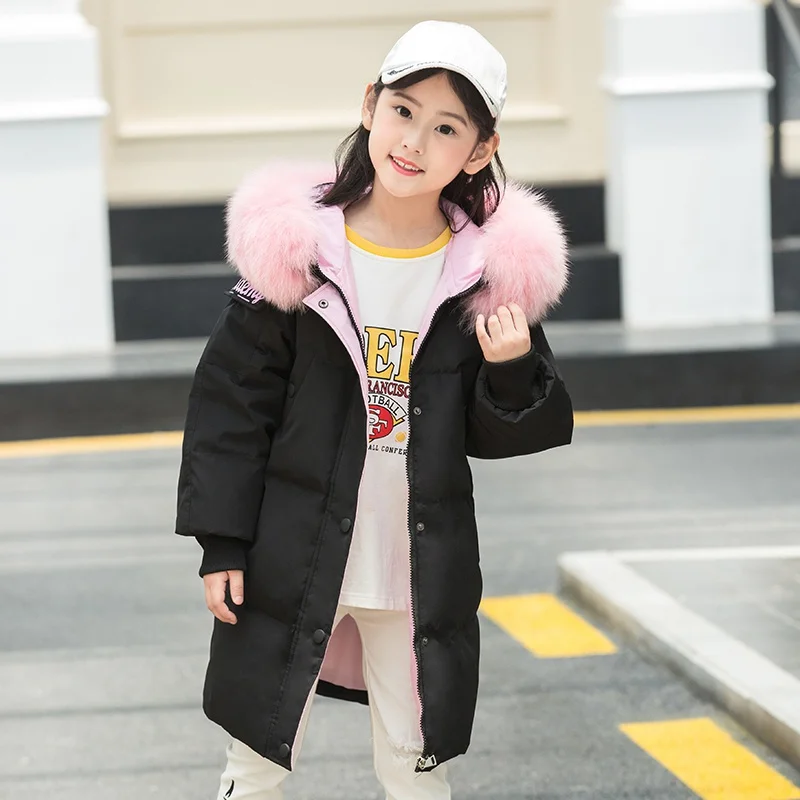 Теплые пуховые парки для девочек Детские Пуховые Пальто Верхняя одежда на утином