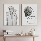 Простая и современная Северная Европа, абстрактная черно-белая линия, фигурка гостиной, крыльца, настенный постер, украшение, картина