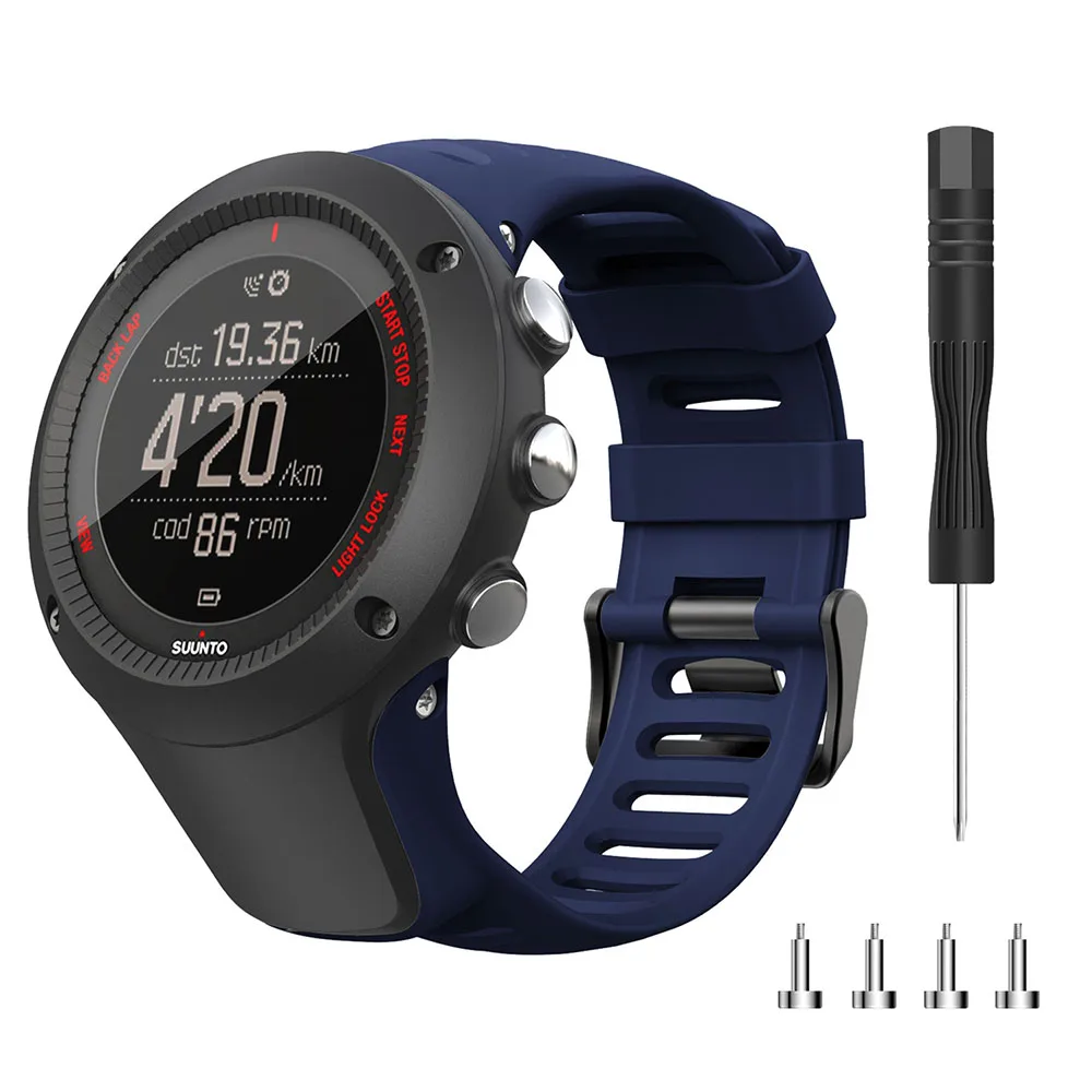 Резиновый силиконовый ремешок для SUUNTO Ambit 1 2 3 2R 2S Ambit 3S 3R 3P Ремешки для наручных часов 24 мм спортивные часы ремешок черная Пряжка браслет
