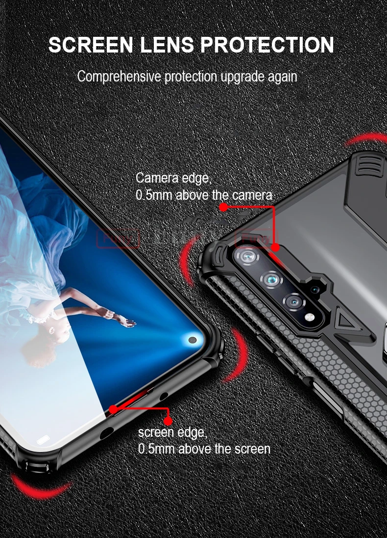 Противоударный защитный чехол для huawei Honor 20 Pro, чехол с кольцом, Прозрачный чехол для Honor 20 Pro 9x Pro, чехол на заднюю панель