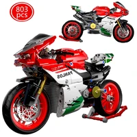 803pcs technical ideas famous motorcycle model building blocks creativity moc assembly bricks toys for children brithday gifts