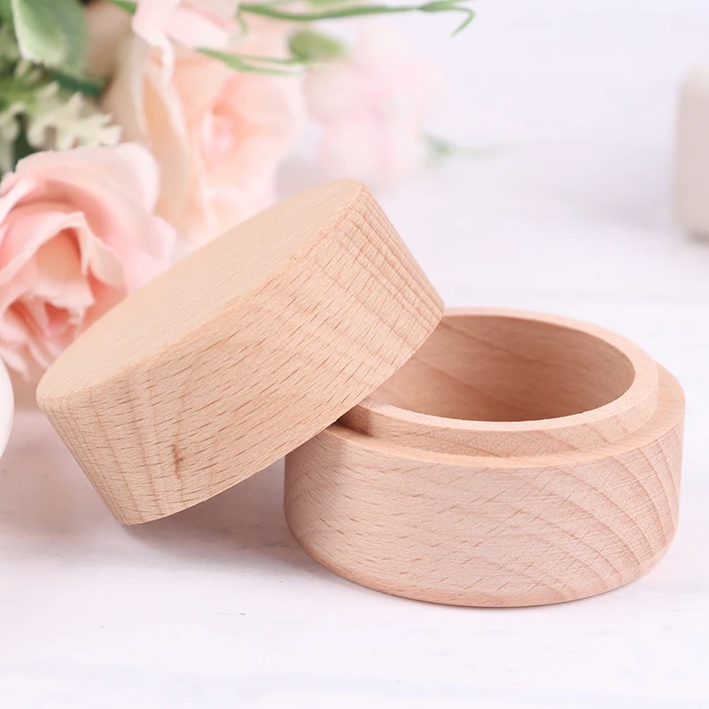 

1Pcs Small Round Wooden Storage Box Handmade Jewelry Organizer Crafts Case Vintage Decorative Natural Craft Jewelry Box