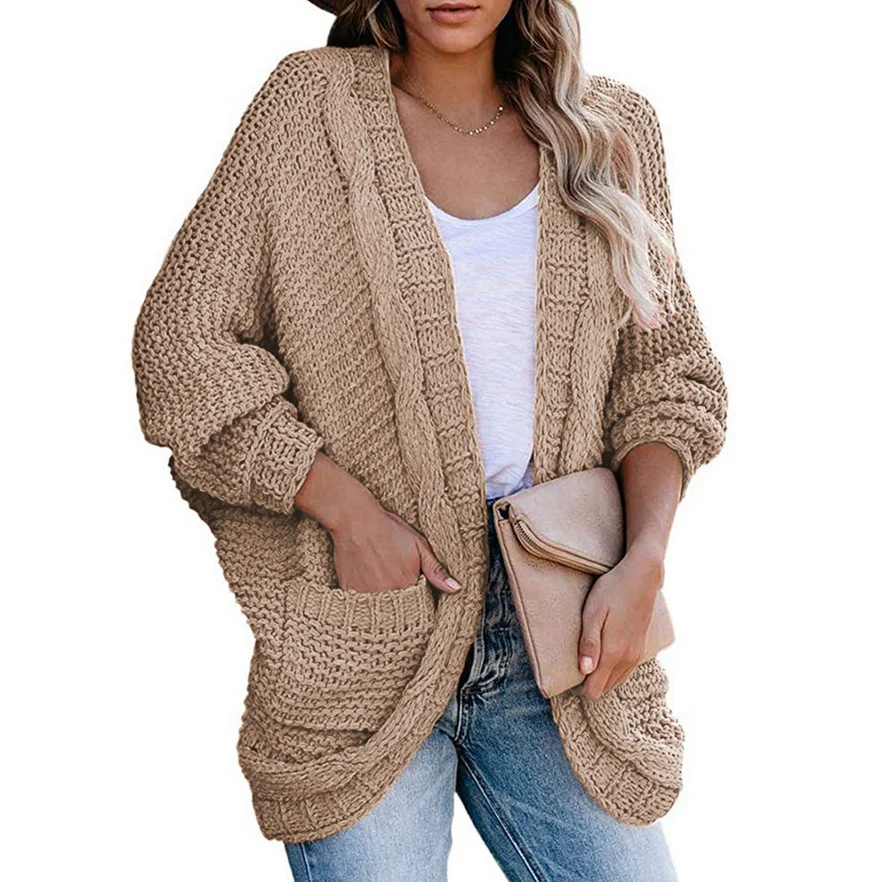 

Womens Knit Sweater Women Autumn Female Casual Long Sleeve Black Cardigan Knitted Sweaters Femme Open Stitch Coat