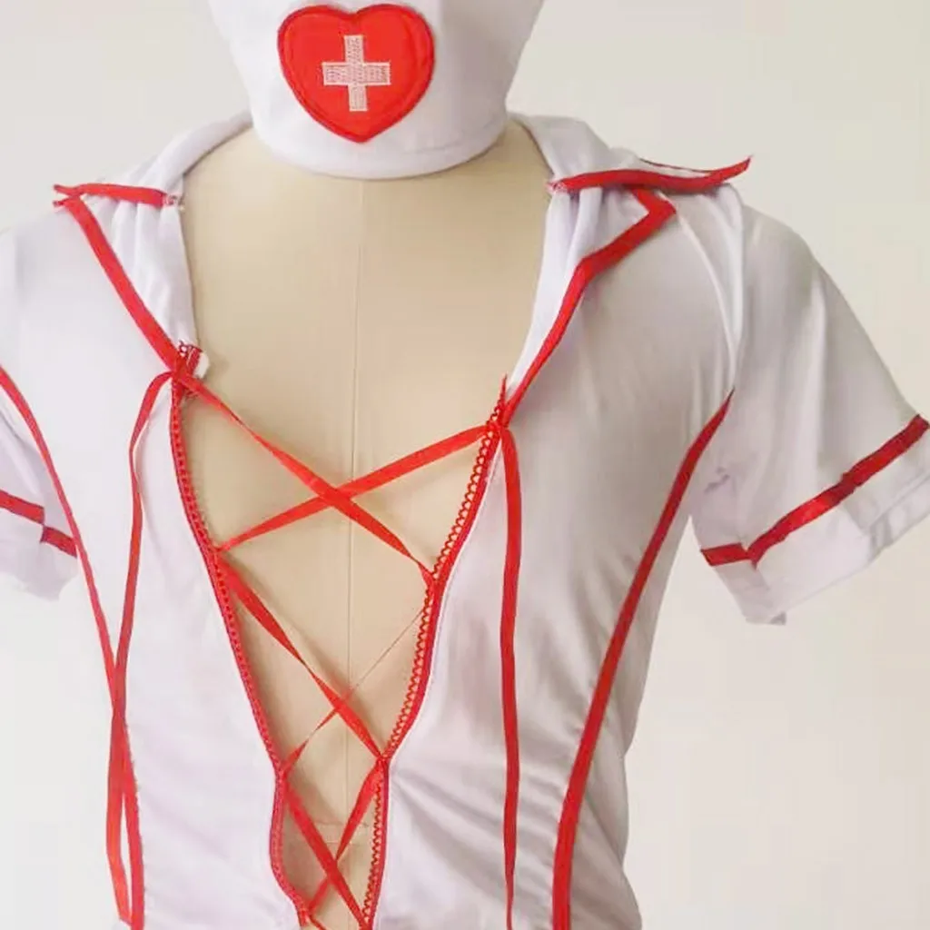 Женское сексуальное нижнее белье боди бандажная униформа шапка + подвязка