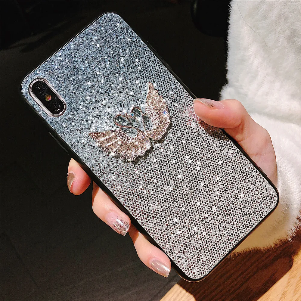 Для samsung Galaxy S8 S9 S10 S7 Plus роскошный чехол с розами и бриллиантами для samsung Note9 8 A6 A7 A8 A9+ Plus Сияющий Фламинго пчела чехол для телефона - Цвет: 4