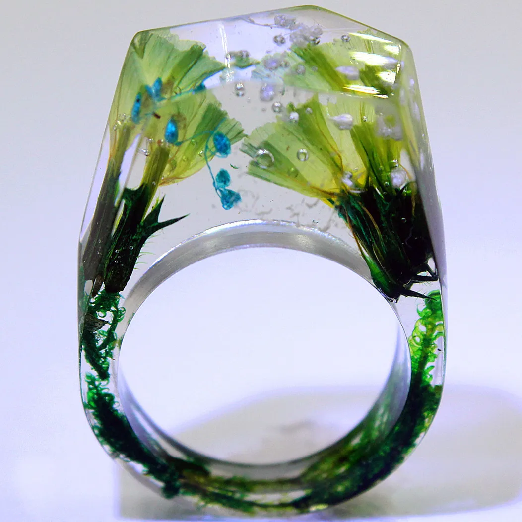 Кольцо из смолы с высушенным цветком Новое поступление маленькое кольцо ручной