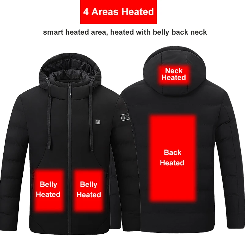Зимняя модная куртка с подогревом USB зарядкой теплая термоткань для холодного