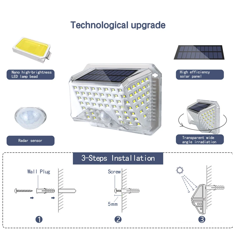 Светодиодный уличный настсветильник светильник на солнечной батарее 90