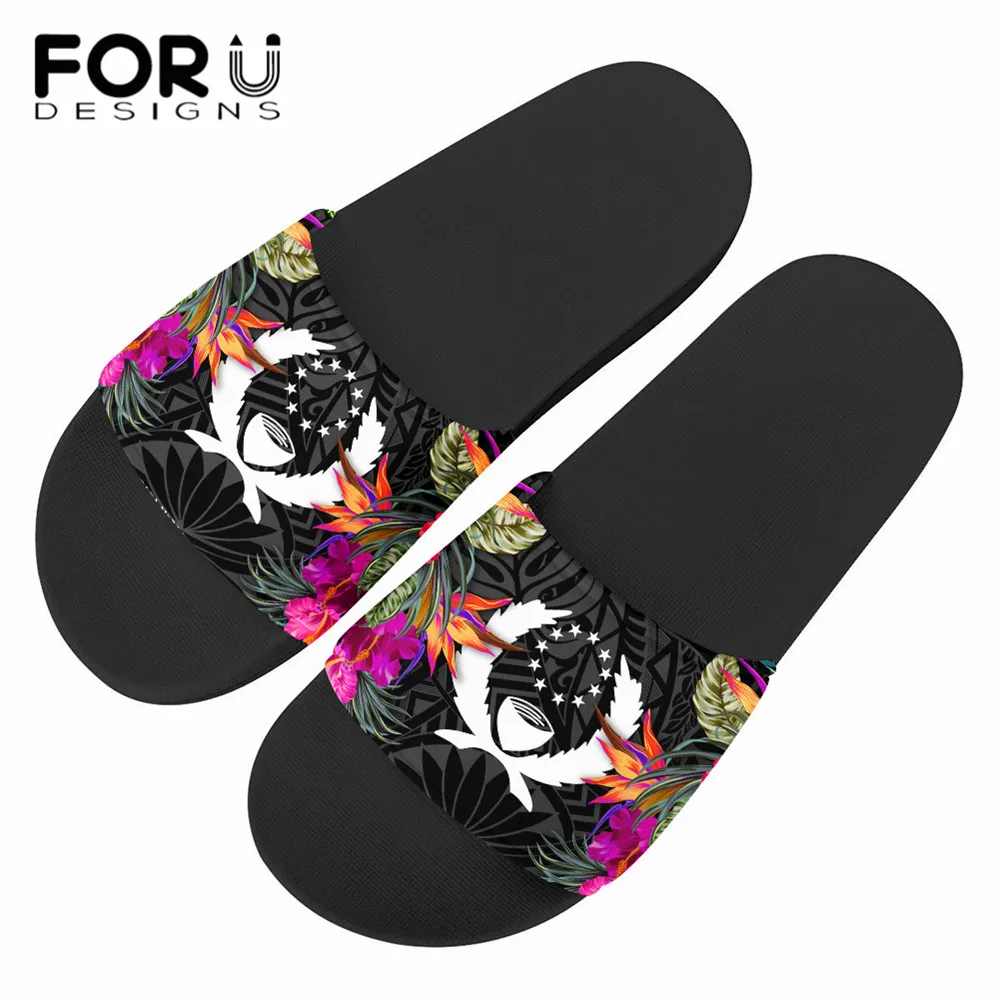 

FORUDESIGNS Pohnpei Polynesian Hibiscus Flower Tribal Printed Summer Beach Sandal Slipper for Women Casual Zapatillas De Hombre