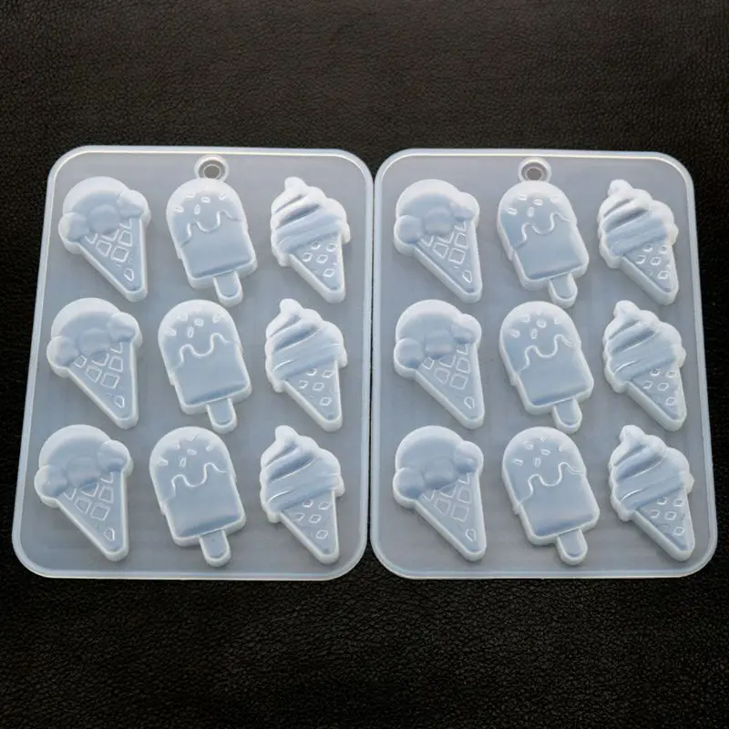 

Simulated Food Resin Mold Ice Cream Cones Popsicle Cute Food Keychain Pendant Silicone Resin Mold Jewelry Making Tools