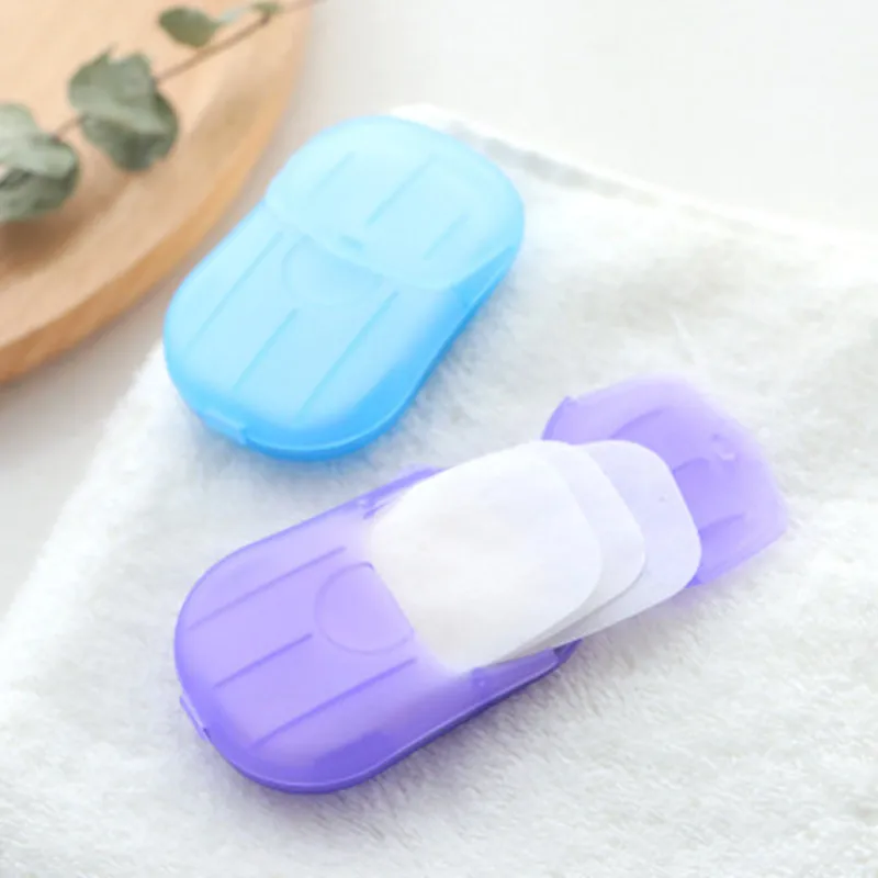 

20pcs/box Portable Outdoor Travel Soap Sheets Washing Hand Bath Clean Scented Slice Sheets Disposable Box Soap Portable Soap
