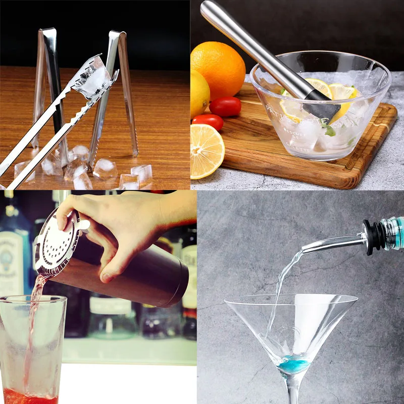 

Professional Stainless Steel Martini Drink Shaker Home Bar Tools 750/600/450ml Cocktail Shaker Set Bartender Kit Stand