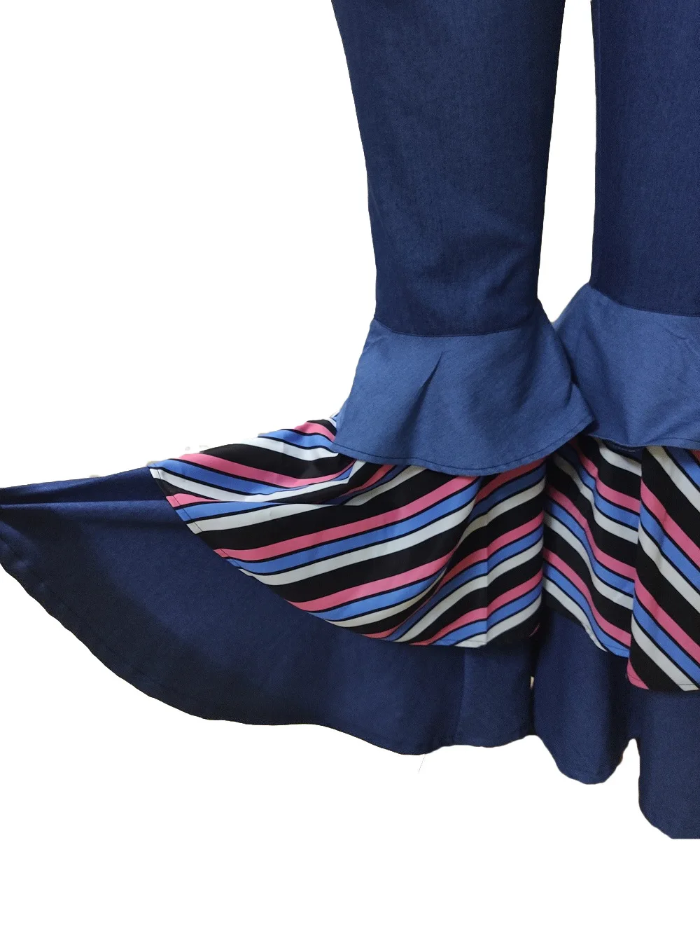 2019 новые весенние женские синие расклешенные брюки клёш с высокой талией