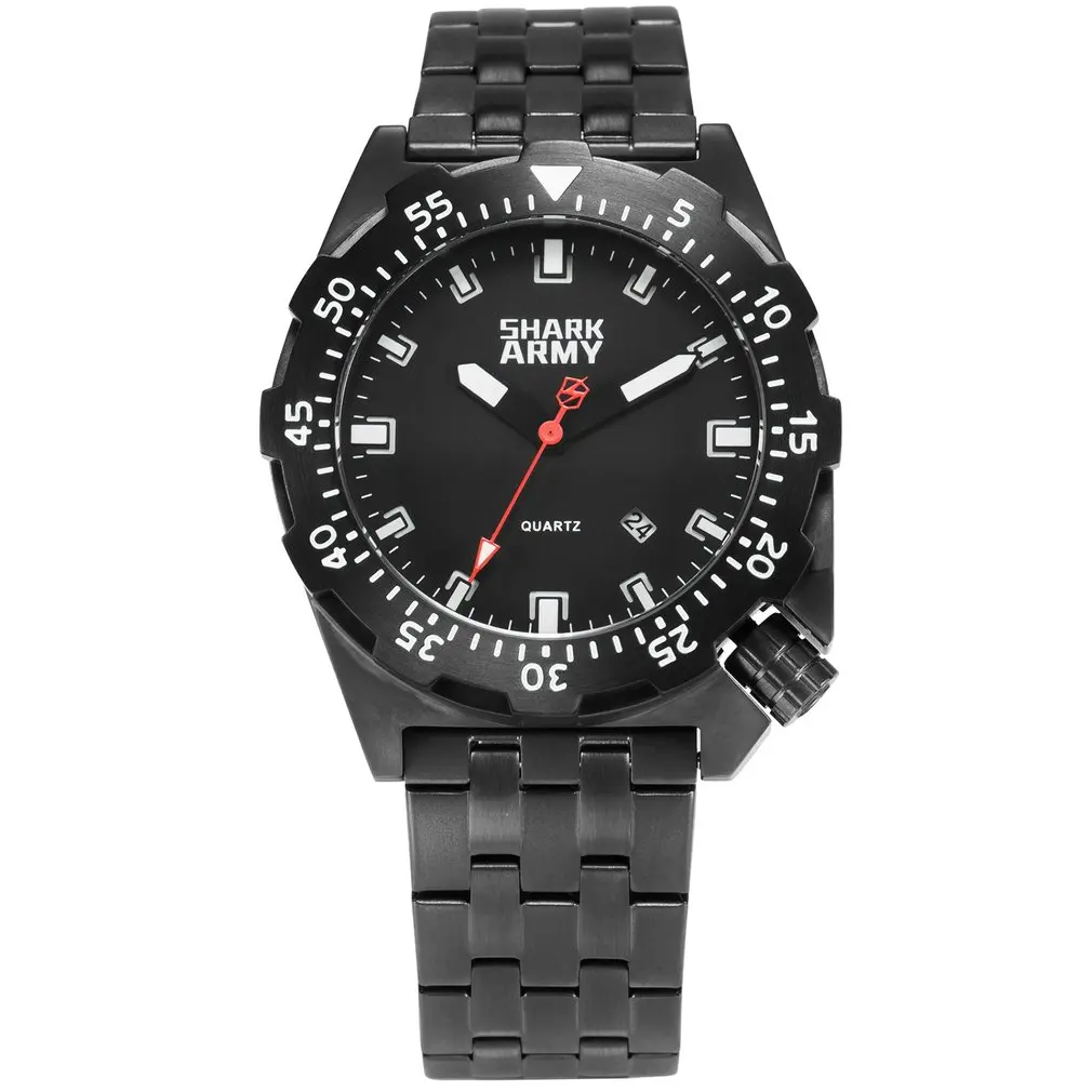 Акула спортивные часы мужские lcd Авто Дата Будильник стальной ремешок Хронограф