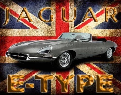 

British Flag Jaguar E-type Classic Car Vintage Metal Tin Sign Poster Wall Plaque