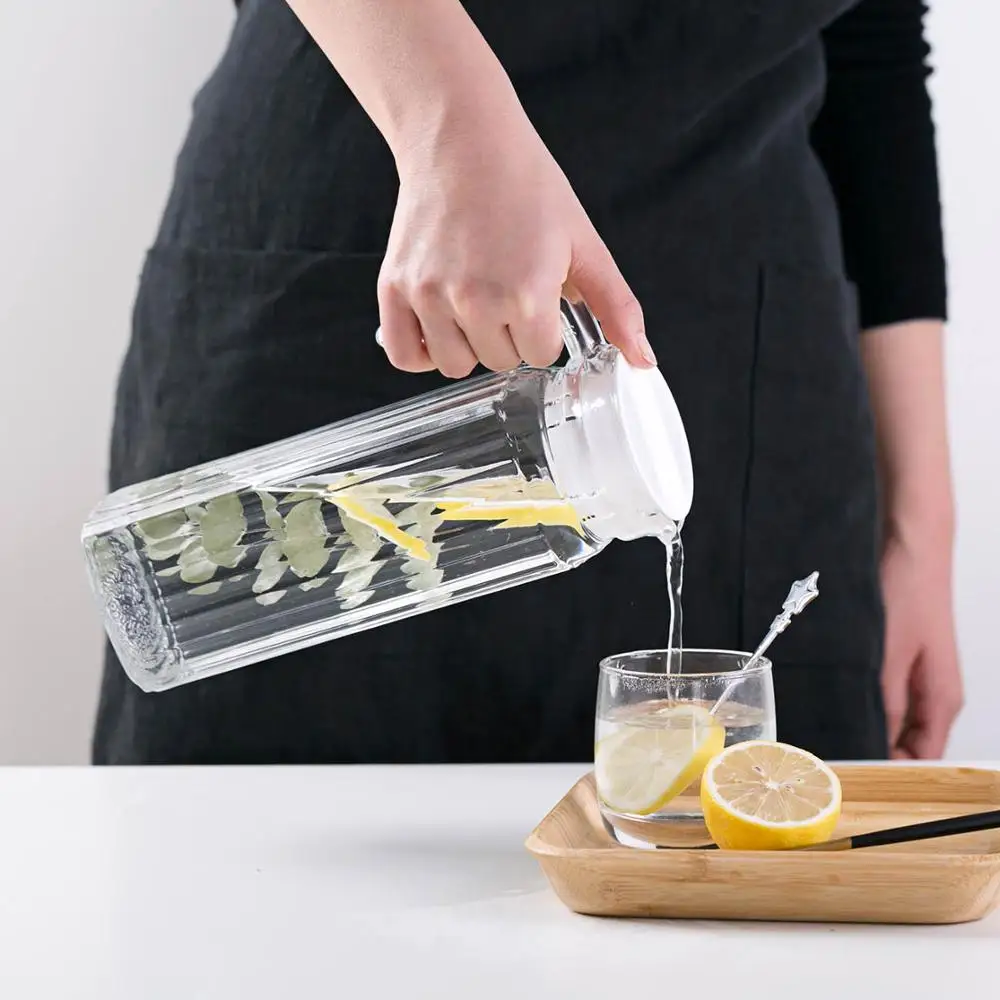 Стеклянная бутылка для воды 1100 мл прозрачный чайник большой емкости