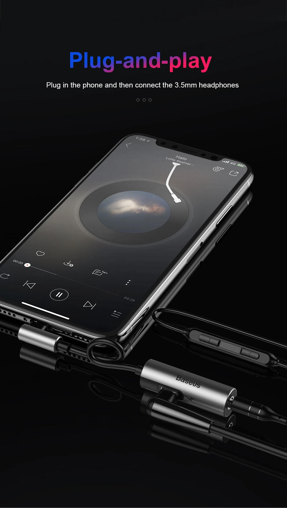 Baseus 2 в 1 для Apple Lightning до 3,5 мм разъем для наушников адаптер аудио Зарядка конвертер для iPhone xs xr 8 7 6s 5S 11 зарядное устройство