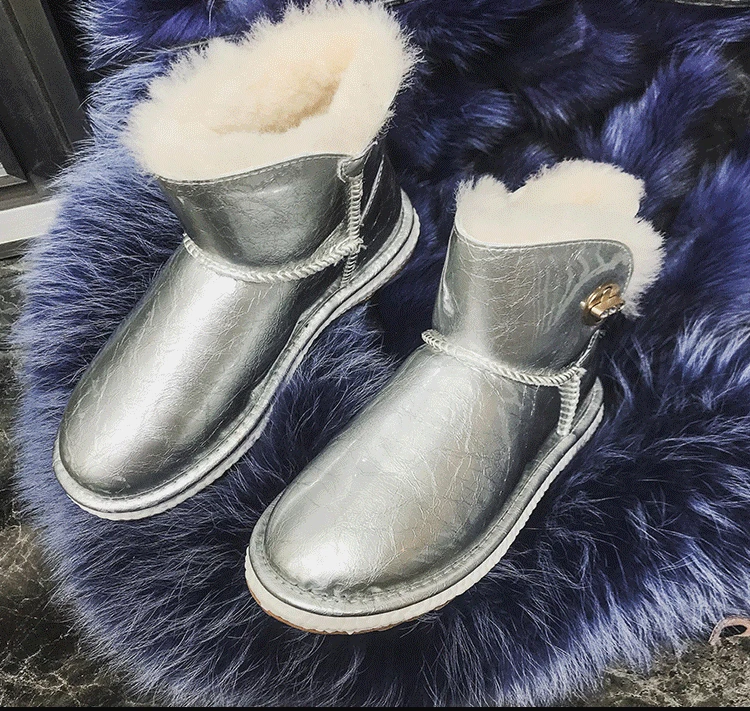 Новинка зимы, с коротким рукавом, с мехом; большие размеры, теплые толстые Водонепроницаемые зимние ботинки Для женщин обувь из материала на основе хлопка женские ботильоны