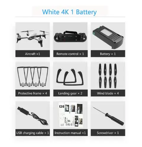 Wifi FPV RC Дрон с 5.0MP/4K двойной камерой с оптическим потоком позиционирования RC Квадрокоптер VS DJI MAVIC 2 PRO AIR RC Дрон - Цвет: 4K White 1B