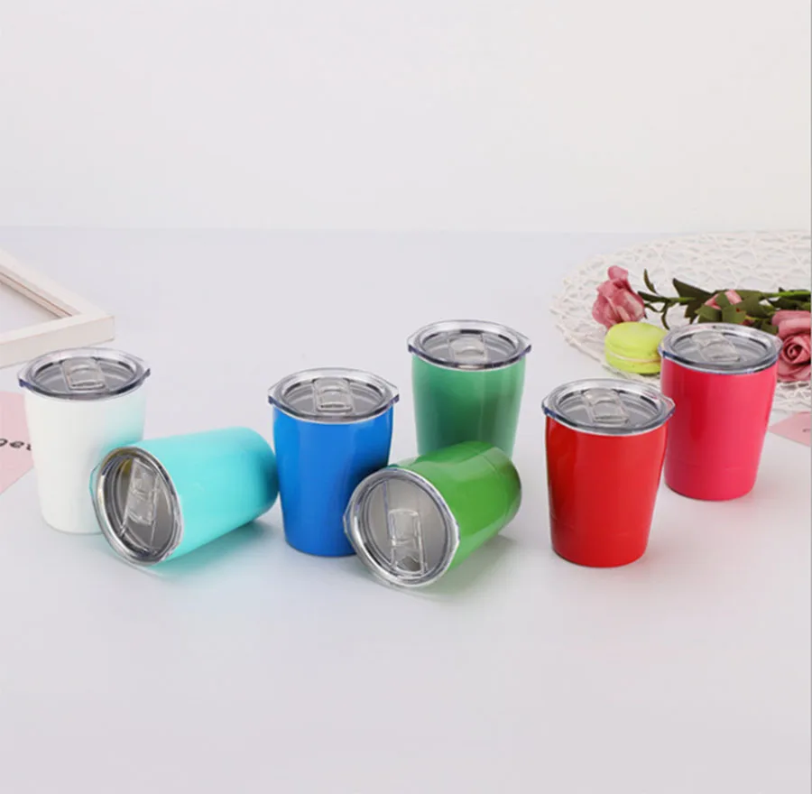

8oz Wine Beer Tumblers For Kid Milk Cup With Seal lid Mini Mug Water Bottle Stainless Steel Vacuum Thermos Coffee Mug Wholesale