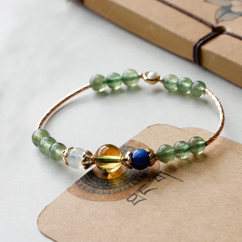 bead bracelet for women's fortune natural crystal small group design Antique pure silver student constellation Bracelet | Украшения и