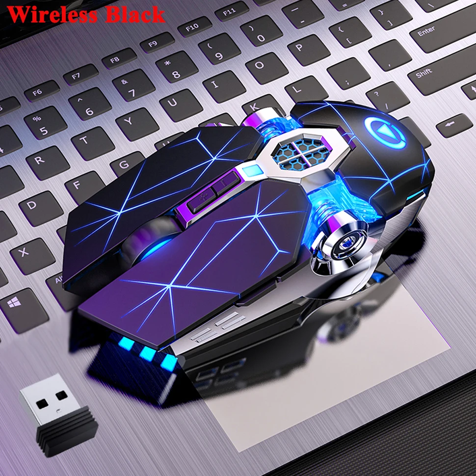 

Беспроводная оптическая USB игровая мышь 2,4 ГГц 1600DPI 7 цветов светодиодный ная подсветка перезаряжаемая Бесшумная мышь для ПК ноутбука