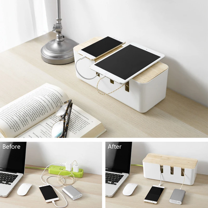 Cable Organizer Box Hard Plastic Power Strip Storage Management Holder Dustproof Cover Home Winder | Дом и сад