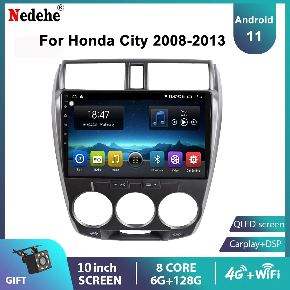 $119.90 8 Core 6G+128G Car Radio Stereo 2 Din Android 11 Auto Audio GPS Multimedia Player For Honda City 2008 2010 -2013 4G Carplay BT