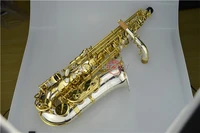 new saxophone wo37 alto saxophone nickel plated gold key professional sax mouthpiece with case and accessories