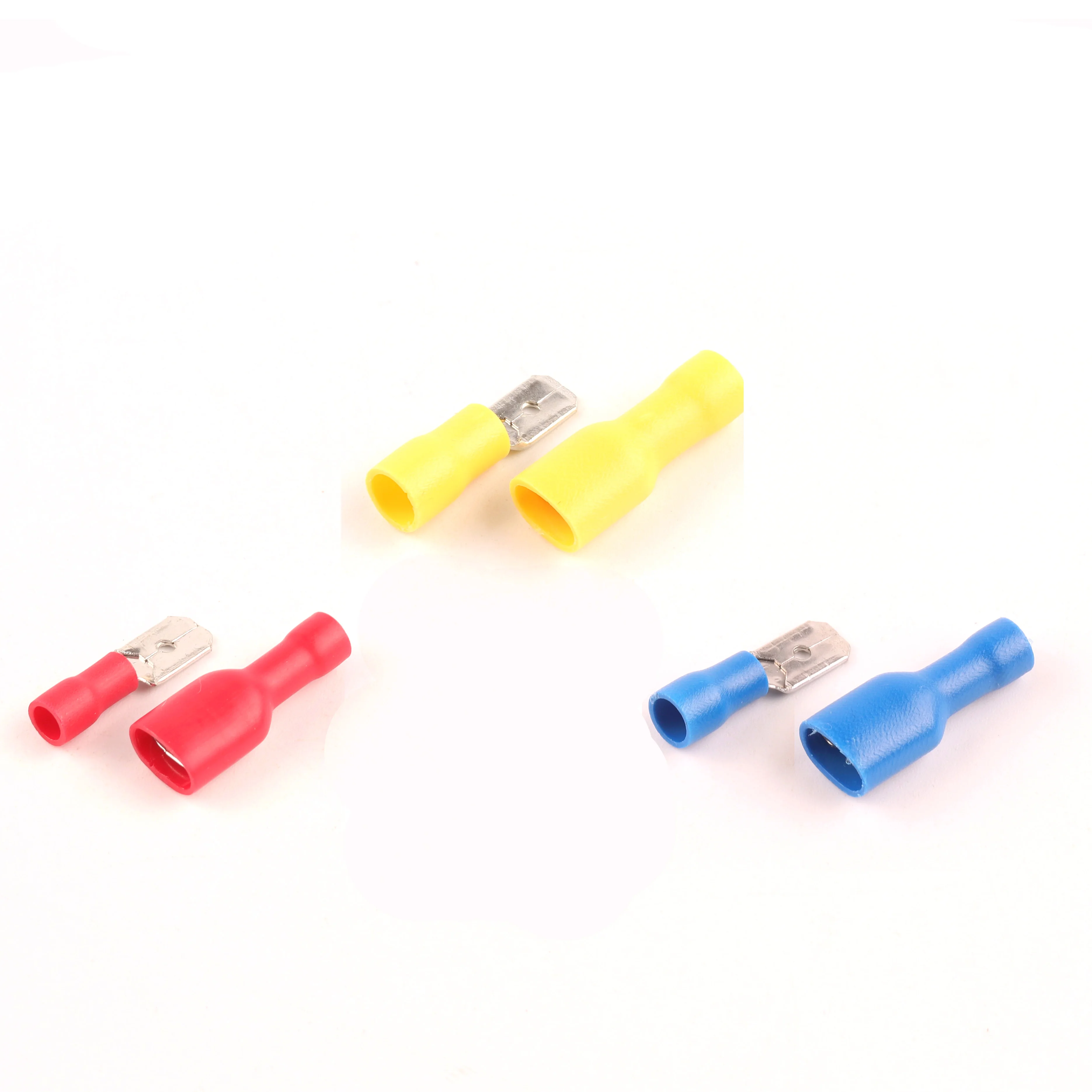 PVC Quick Butt Splice Terminals Insulated Male Female Spade Crimp Wire Cable Connector 6.3mm Terminal Connectors Cable Plug Kit
