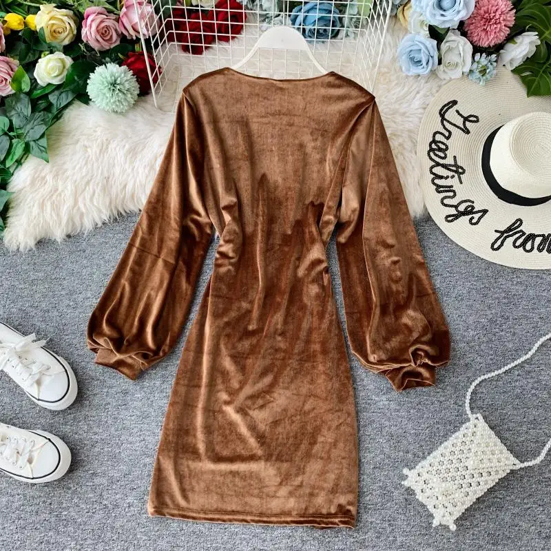 Gagarich женское платье осень зима сексуальное однотонное с длинными