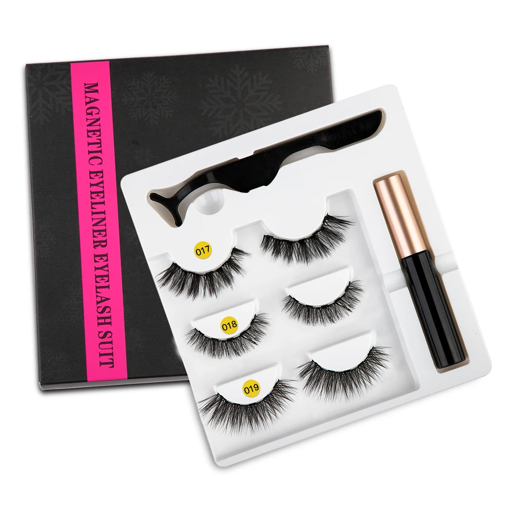 5 Magnet Eyelash Magnetic Liquid Eyeliner & 3 Pairs False Eyelashes Tweezers Set Long Lasting Extension Tool | Красота и здоровье