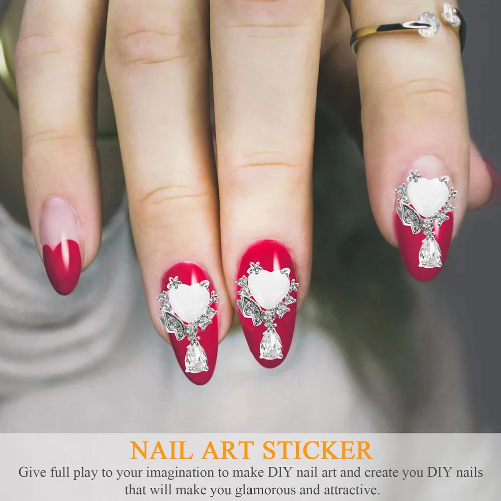 

2pcs Zircon Inlaid Manicure Patch DIY Fingernail Patch Nail Decoration