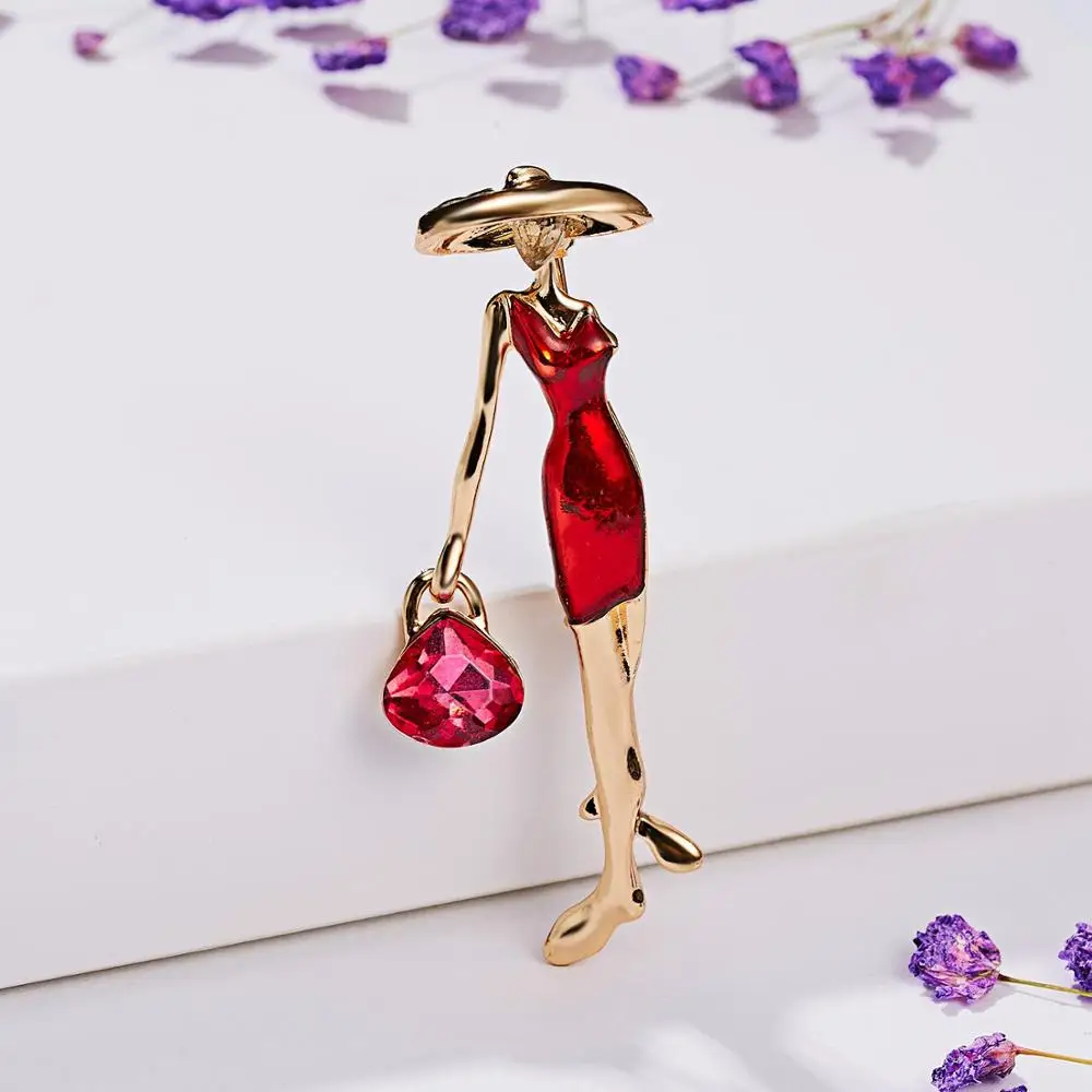 7 Мода Rhinestone танцы мальчик и девочка чертежное масло фигурка персонажа брошка заколка для женщин Девушка эмаль платье маленькое платье аксессуары - Окраска металла: 7