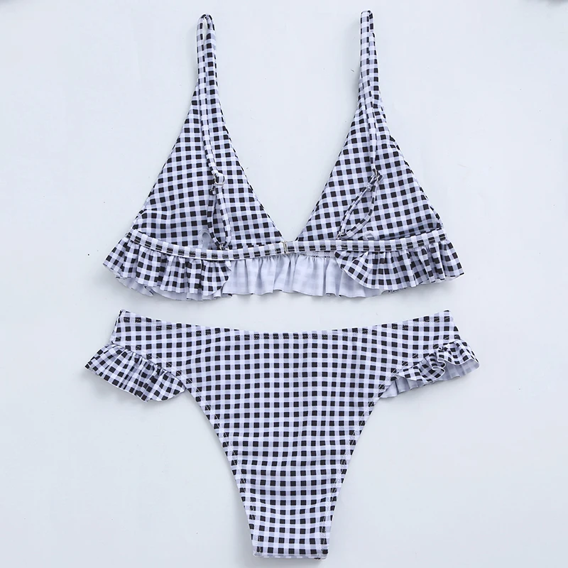 В-X в стиле ретро Одежда клетку комплект бикини 2020 сексуальный купальник женский