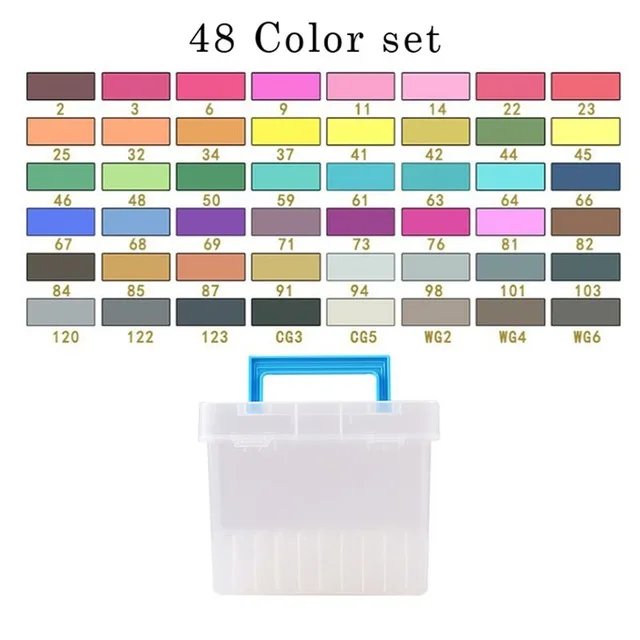 48 Color with a box Улучшенный художественный маркер спиртовые маркеры двуглавый маркер ручка комплект, принадлежности для живописи красочные водонепроницаемые ручки кисти ручка чертежные маркеры - Цвет: 48 Color with a box