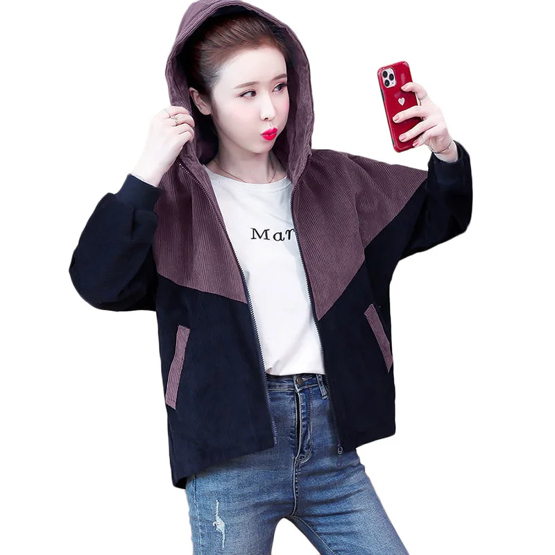 

Тренчкот женский вельветовый короткий, с капюшоном, весна-осень, размеры 4XL, размера плюс