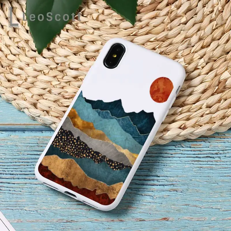 

Mountain Marble Moon Phone Case Candy Color for iPhone 11 12 mini pro XS MAX 8 7 6 6S Plus X 5S SE 2020 XR