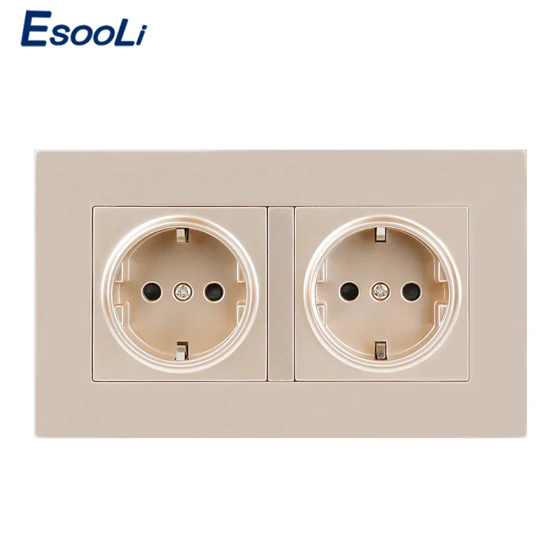Esooli Высококачественная Золотая пластиковая настенная розетка с двойным
